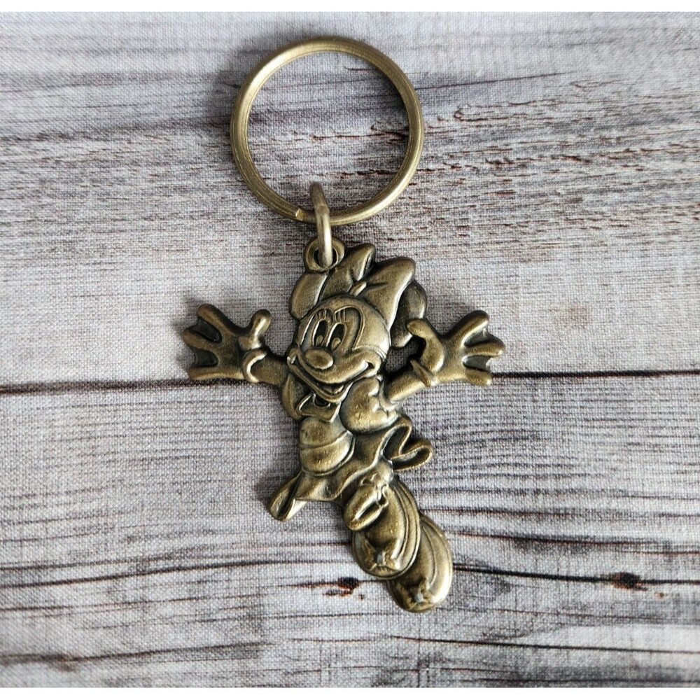 Vintage Disney MGM Studios Minnie Mouse Metal Keychain 90s Walt Disney World